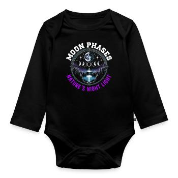 Moon Phases Symbol Astronomy Astrology Full Moon - Organic Longsleeve Baby Bodysuit - black - Front