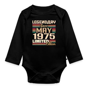 Mai 1975 Mai - Jubilé Mai 1975 - Body Bébé bio manches longues - noir - Devant