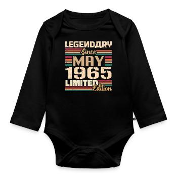 Mai 1965 Mai - Jubiläum Mai 1965 - Baby Bio-Langarm-Body - Schwarz - Vorne