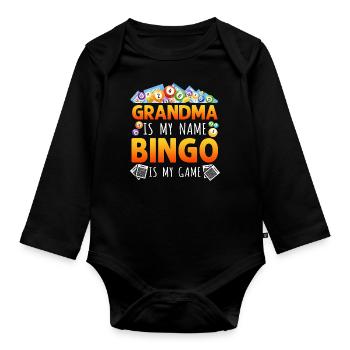 Joueur de bingo Grand-mère Grand-mère est mon - Body Bébé bio manches longues - noir - Devant