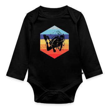 Free Dive Men's Diving Scuba Diver Diving - Organic Longsleeve Baby Bodysuit - black - Front