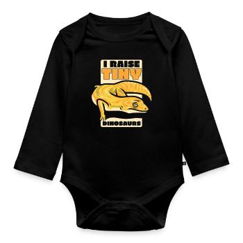 Ich züchte winzige Dinosaurier Gekkota Schopfeidechse - Baby Bio-Langarm-Body - Schwarz - Vorne