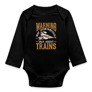 Drôle de Train amant Trains Locomotive cadeau - Body Bébé bio manches longues - noir - Devant