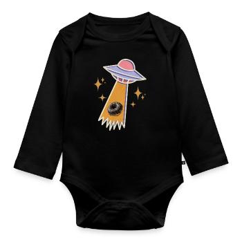 Ufo Donut - Baby Bio-Langarm-Body - Schwarz - Vorne