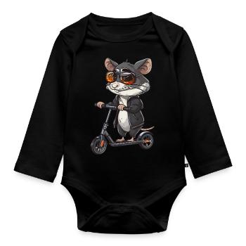 Rouleau à rats - Body Bébé bio manches longues - noir - Devant