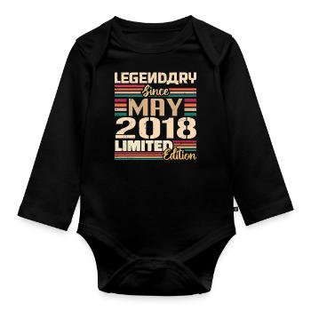 May 2018 May - Jubilee May 2018 - Organic Longsleeve Baby Bodysuit - black - Front