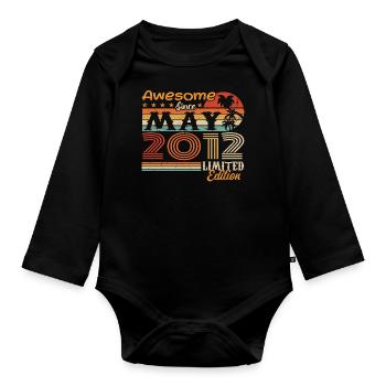 May 2012 - Vintage 2012 Anniversary - May 2012 - Organic Longsleeve Baby Bodysuit - black - Front