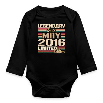Mai 2016 Mai - Anniversaire Mai 2016 - Body Bébé bio manches longues - noir - Devant