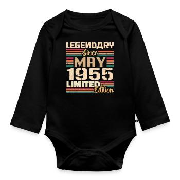 May 1955 May - Jubilee May 1955 - Organic Longsleeve Baby Bodysuit - black - Front