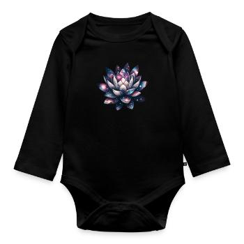 Celestial Bloom Galactic Lotus Unfolding - Organic Longsleeve Baby Bodysuit - black - Front