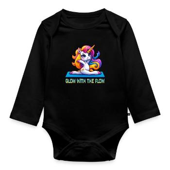 Glow With The Flow Unicorn Yoga - Organic Longsleeve Baby Bodysuit - black - Front