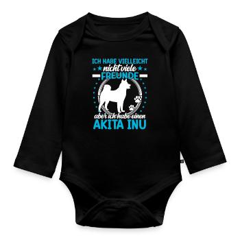 Akita Inu is my friend Japanese Akita Inu - Organic Longsleeve Baby Bodysuit - black - Front