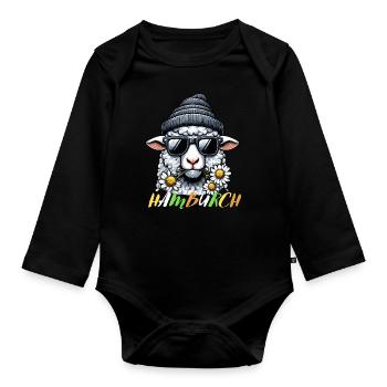 Hamburg Hamburch Sheep Hanseatic City Coast North Sea - Organic Longsleeve Baby Bodysuit - black - Front