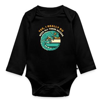 J’ai vraiment besoin de tous ces geckos gekkota léopard - Body Bébé bio manches longues - noir - Devant