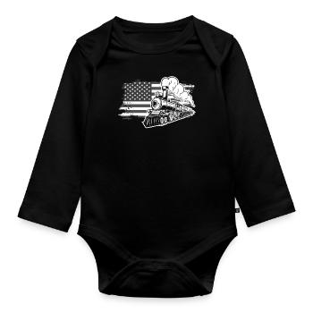 Drôle de Train amant Trains Locomotive cadeau - Body Bébé bio manches longues - noir - Devant