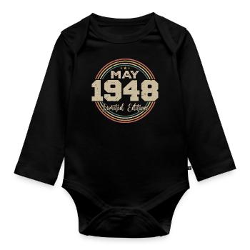 Mai 1948 Jahrgang Jahrgang Mai 1948 Geburtstag - Baby Bio-Langarm-Body - Schwarz - Vorne