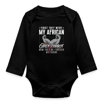 Gris africain d’abord, ils étaient mon propriétaire d’oiseau perroquet - Body Bébé bio manches longues - noir - Devant