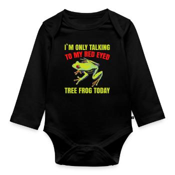 Red-eyed tree frog, rainforest amphibian - Organic Longsleeve Baby Bodysuit - black - Front