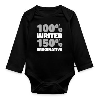 Writer Author - Organic Longsleeve Baby Bodysuit - black - Front