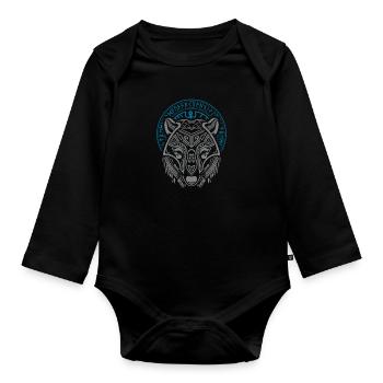 Wikinger Tshirt Viking Valhalla Walhalla Gott Odin - Baby Bio-Langarm-Body - Schwarz - Vorne