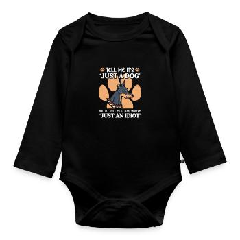 Doberman chien chiens cadeau pour animaux de compagnie - Body Bébé bio manches longues - noir - Devant