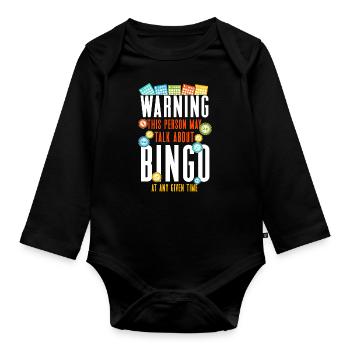 Bingo Player Warning This Person - Organic Longsleeve Baby Bodysuit - black - Front