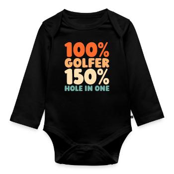 Golf Golfer Golfen - Baby Bio-Langarm-Body - Schwarz - Vorne