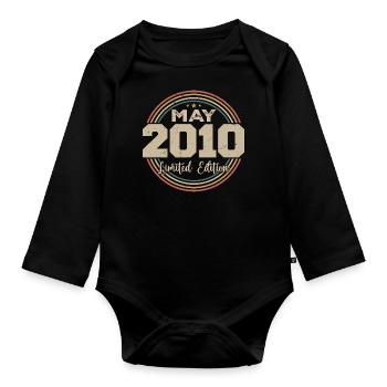 May 2010 Vintage Born In May 2010 Anniversary - Organic Longsleeve Baby Bodysuit - black - Front