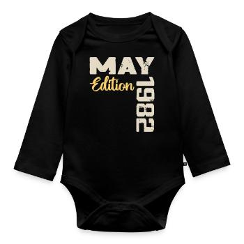 Mai 1982 Anniversaire Mai 1982 Cadeau Mai 1982 Mai - Body Bébé bio manches longues - noir - Devant