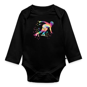 Speed Skater Athlete Speed Skating - Organic Longsleeve Baby Bodysuit - black - Front