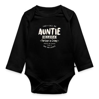 Tante parce que partenaire dans le crime - Fête des mères - Body Bébé bio manches longues - noir - Devant