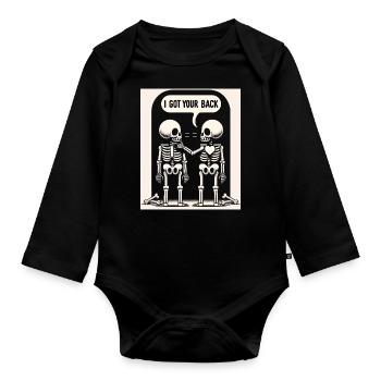 Poignée de main squelette de loyauté - Body Bébé bio manches longues - noir - Devant