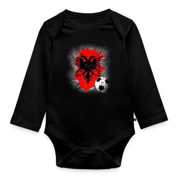 Albanien Geschenk Albania Shqiperi Fußball - Baby Bio-Langarm-Body - Schwarz - Vorne