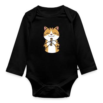 Sifflet en étain - Body Bébé bio manches longues - noir - Devant