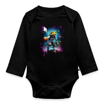 Basketball Frog - Organic Longsleeve Baby Bodysuit - black - Front