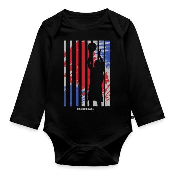 Basket-ball Basketteurs Joueurs - Body Bébé bio manches longues - noir - Devant