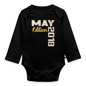 May 2018 Birthday May 2018 Gift May 2018 May - Organic Longsleeve Baby Bodysuit - black - Front