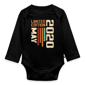 Mai 2020 Vintage Nées En Mai 2020 Anniversaire - Body Bébé bio manches longues - noir - Devant