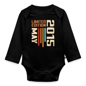 Mai 2015 Vintage Nées En Mai 2015 Anniversaire - Body Bébé bio manches longues - noir - Devant