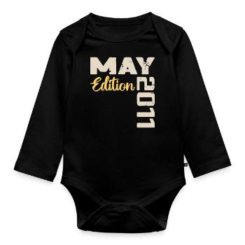 Mai 2011 Anniversaire Mai 2011 Cadeau Mai 2011 Mai - Body Bébé bio manches longues - noir - Devant
