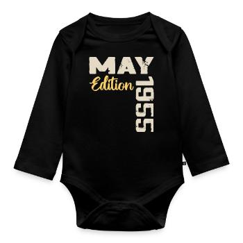 May 1955 Birthday May 1955 Gift May 1955 May - Organic Longsleeve Baby Bodysuit - black - Front