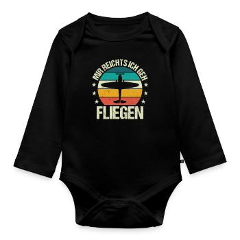 Airplane Tshirt Men's Helicopter Pilot Airplane - Organic Longsleeve Baby Bodysuit - black - Front