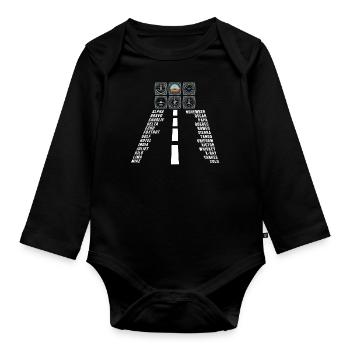 Airplane Tshirt Men's Helicopter Pilot Airplane - Organic Longsleeve Baby Bodysuit - black - Front