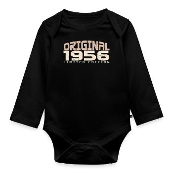 Jahrgang 1956 limitierte Auflage 1956 Geburtstag - Baby Bio-Langarm-Body - Schwarz - Vorne