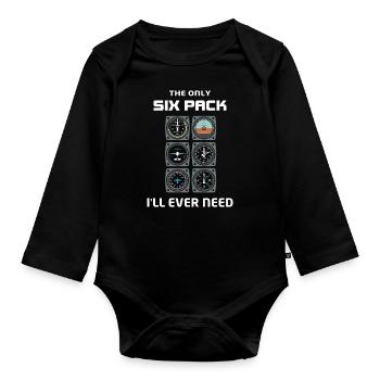 Airplane Tshirt Men's Helicopter Pilot Airplane - Organic Longsleeve Baby Bodysuit - black - Front