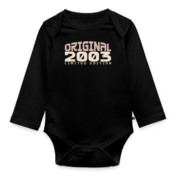 Jahrgang 2003 limitierte Auflage 2003 Geburtstag - Baby Bio-Langarm-Body - Schwarz - Vorne