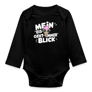 Mein Eis-Blick Eismacher Freude Sommer Hitze - Baby Bio-Langarm-Body - Schwarz - Vorne
