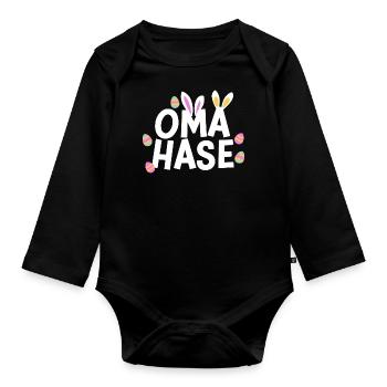 Oma Hase Beste Großmutter Häschen Liebe - Baby Bio-Langarm-Body - Schwarz - Vorne