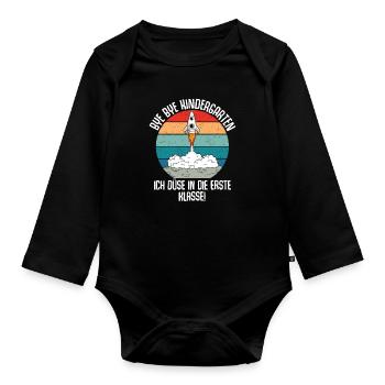 Bye Bye Kindergarten Ich Düse In Die 1. Klasse - Baby Bio-Langarm-Body - Schwarz - Vorne