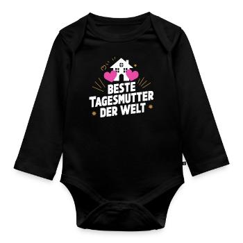 Beste Tagesmutter Welt Danke Liebe Anerkennung - Baby Bio-Langarm-Body - Schwarz - Vorne